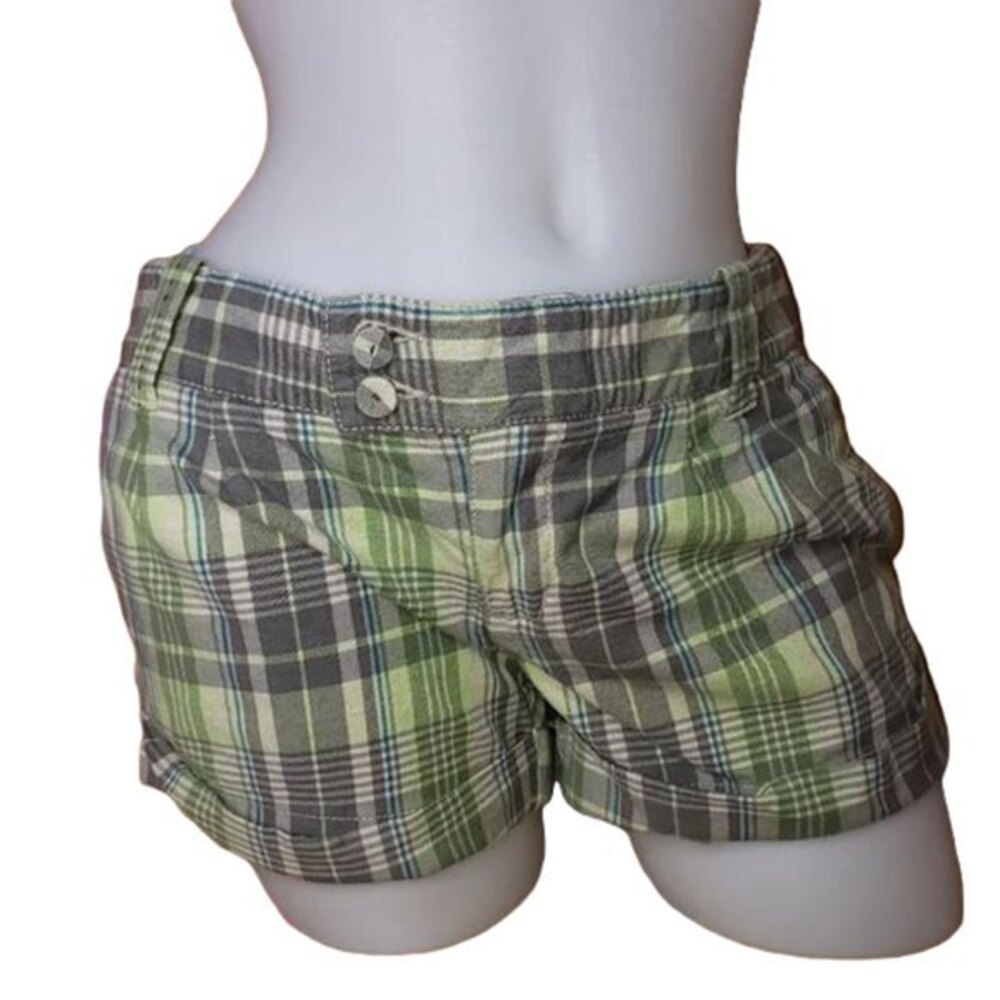 AEROPOSTALE Green Plaid Shorts with Flap Back Pockets Junior Size 5/6 - Picture 9 of 9